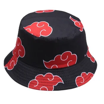 Anime japonés Productos Naroto Akatsuki Nube Roja Cubo Sombrero de Pescador Sombrero protector solar para las Mujeres de los Hombres de Verano Sombrero